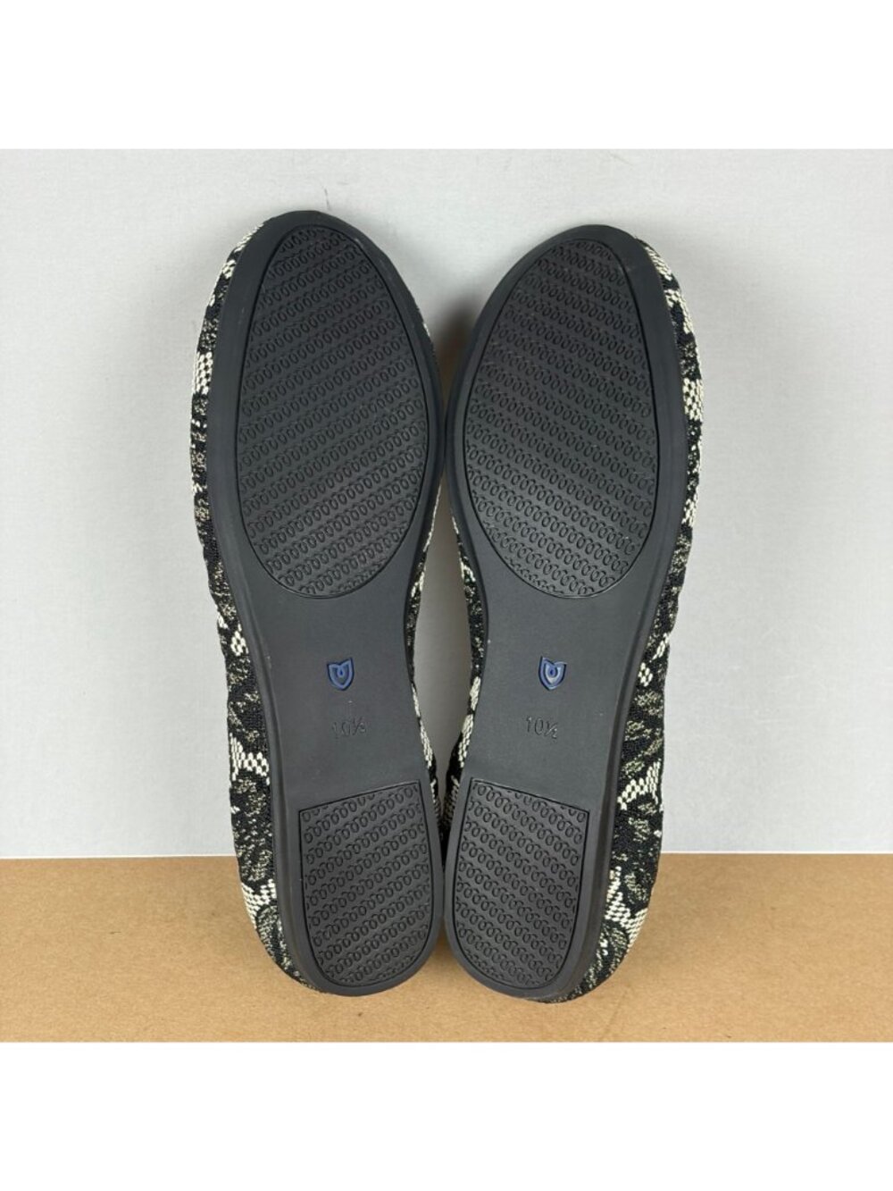 Rothy's The Flat Chantilly Slip on Ballet Flats Womens 10.5 Black Floral Round - Picture 6 of 10